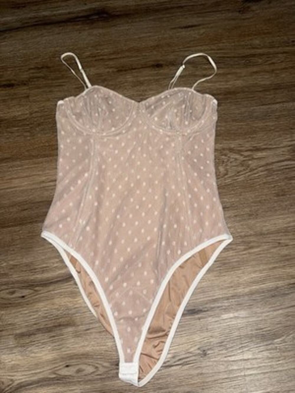 White Fox Boutique No Looking Back Bodysuit White Mesh Point D'Espirit MD